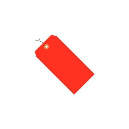 BOX PACKAGING Global Industrial Shipping Tag Pre Wired#6, 5-1/4inL x 2-5/8inW, Fluorescent Red, 1000/Pk G12063C
